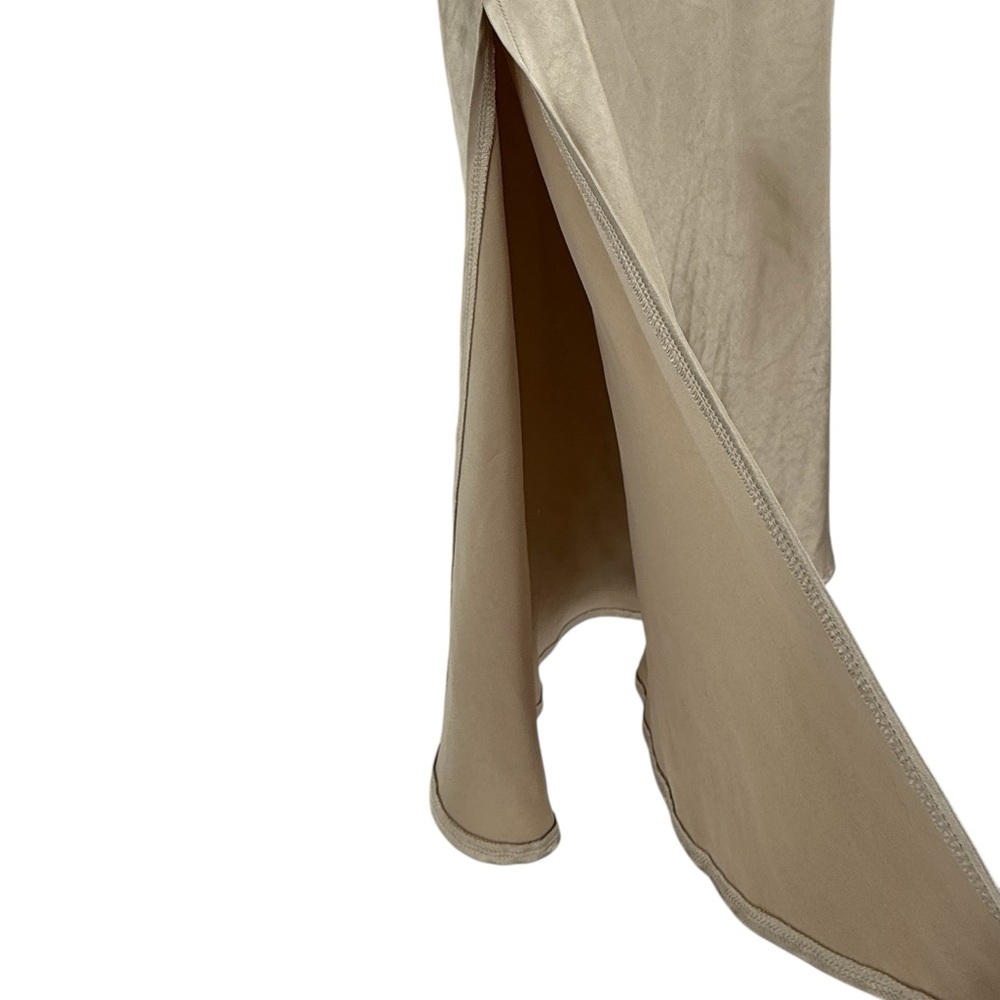 Ee:some Los Angeles Satin Midi Skirt Neutral Beige Side Slit Bias Cut Size M - Picture 5 of 11
